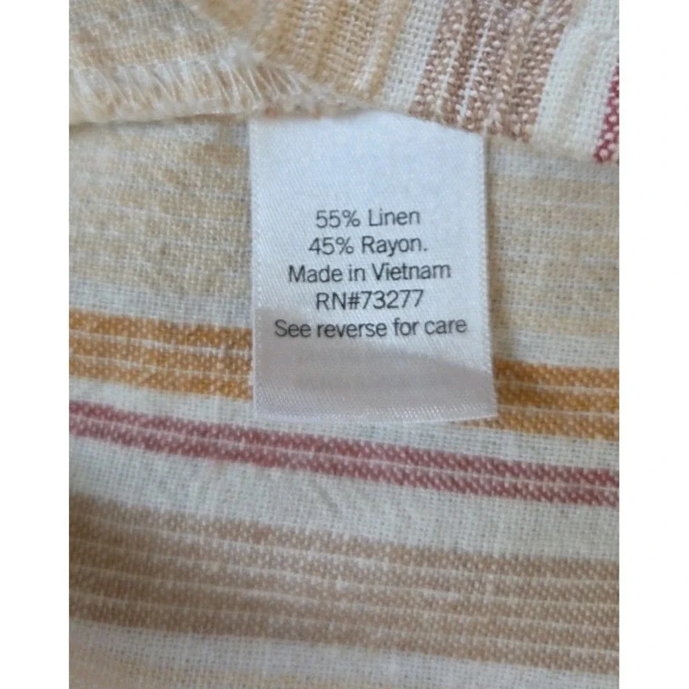 Sonoma Midi Skirt XXL Beige Striped Linen Blend Elastic‎ Pockets Casual Comfort